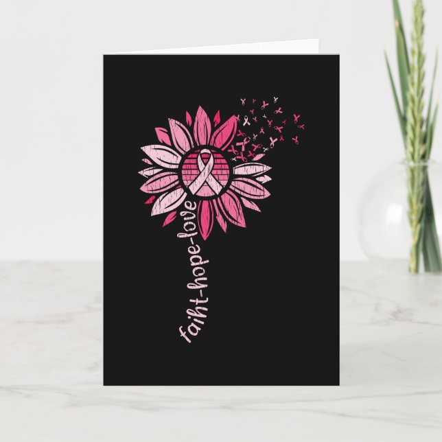 Faith Hope Love Sunflower Breast Cancer Awareness  Card (Front)