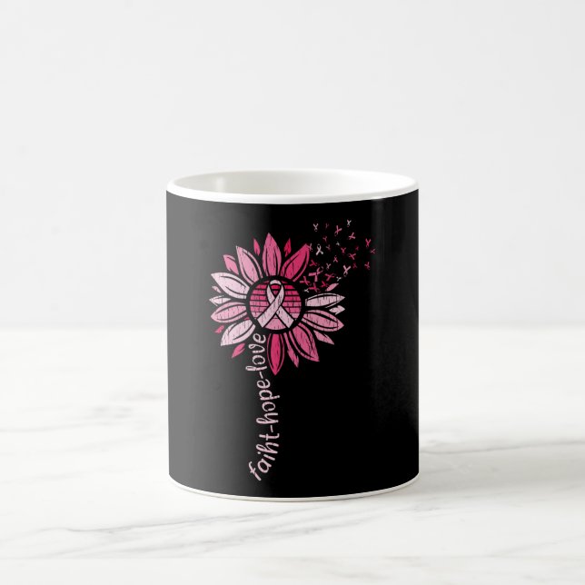 Faith Hope Love Sunflower Breast Cancer Awareness  Coffee Mug (Center)