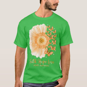 Faith Hope Love Sunflower Butterfly ADHD Awareness T-Shirt