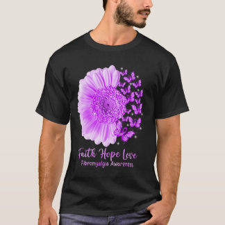 Faith Hope Love Sunflower Butterfly Fibromyalgia A T-Shirt