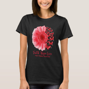Faith Hope Love Sunflower Butterfly Heart Disease T-Shirt