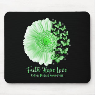 Faith Hope Love Sunflower Butterfly Kidney Disease Mouse Mat