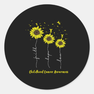 Faith Hope Love Sunflower Childhood Cancer Awarene Classic Round Sticker