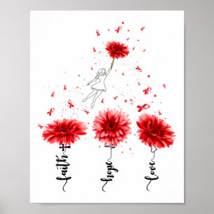 Faith Hope Love Sunflower Heart Disease Awareness Poster