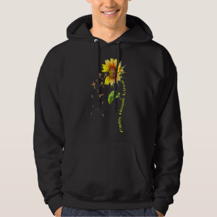 Faith Hope Love Sunflower Jesus Cross Christian Fa Hoodie