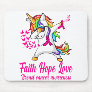 faith hope love unicorn breast cancer awareness mouse mat