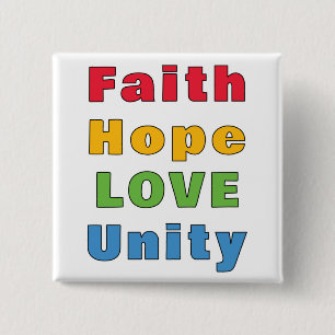 Faith Hope Love Unity     15 Cm Square Badge