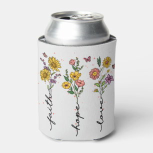 Faith, Hope, Love – Vibrant Floral Inspirational Can Cooler