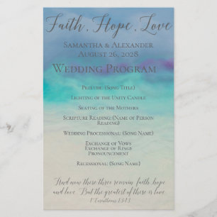 Faith Hope Love Watercolor Bible Verse Wedding