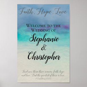 Faith Hope Love Watercolor Bible Verse Wedding Poster