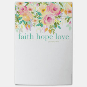 Faith Hope Love   Watercolor Floral Post-it® Notes