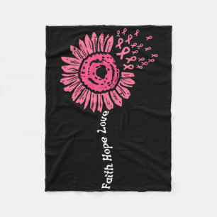 Faith Hope Love We Wear Pink Ribbon Breast Cancer Fleece Blanket