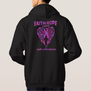 Faith Hope Love Wings Breast Cancer Awareness Hoodie