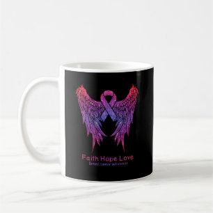 Faith Hope Love Wings Breast Cancer Awareness Pink Coffee Mug