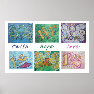 Faith Hope Love Word Collage Art Poster Print