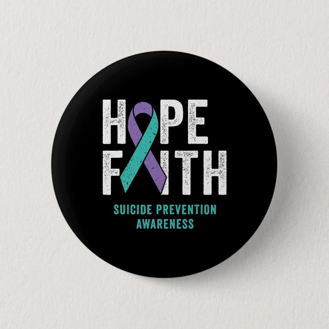 Faith Hope Suicide Prevention Awareness Purple And 6 Cm Round Badge (Front)
