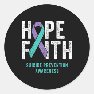 Faith Hope Suicide Prevention Awareness Purple And Classic Round Sticker