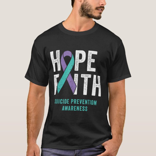 Faith Hope Suicide Prevention Awareness Purple and T-Shirt (Front)