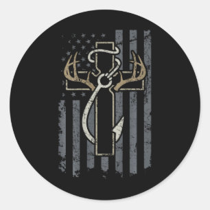 Faith Hunting Fishing - Christian Hunter Fisherman Classic Round Sticker