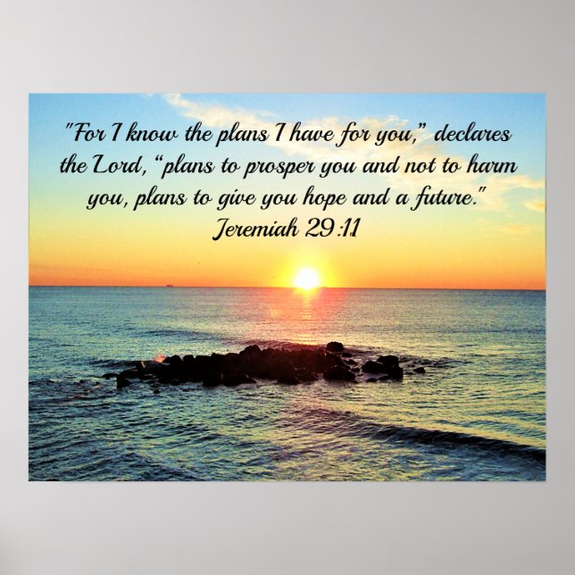 FAITH IN GOD JEREMIAH 29:11 BIBLE VERSE SUNRISE POSTER (Front)