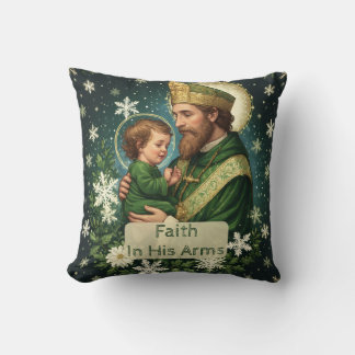 Faith in His Arms Saint Patrick with Baby Jesus  Cushion