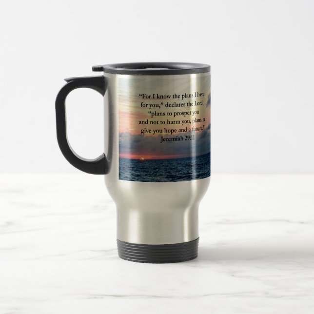FAITH IN JEREMIAH 29:11 SUNRISE VERSE TRAVEL MUG (Left)