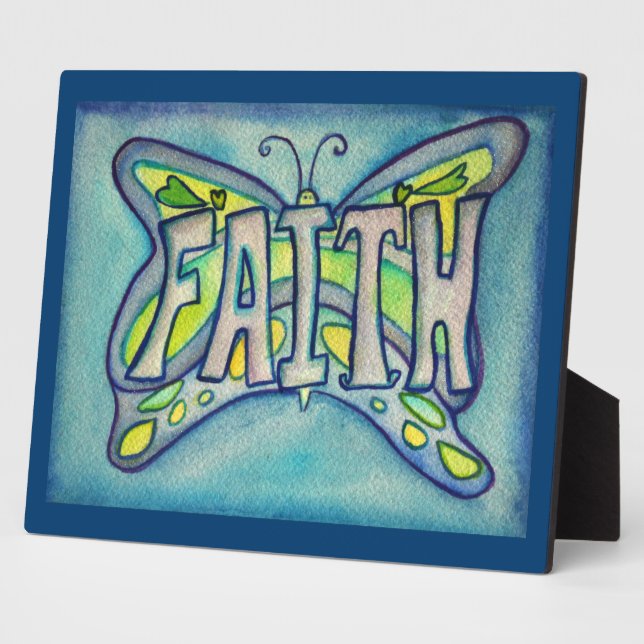 Faith Inspirational Butterfly Painting Gift Plaque (Side)