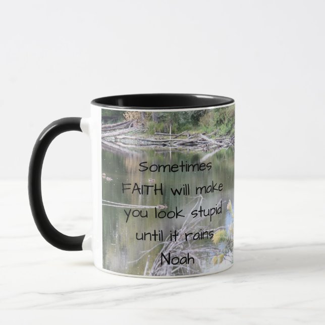 Faith Inspirational Humour Quote Bible Christian   Mug (Left)