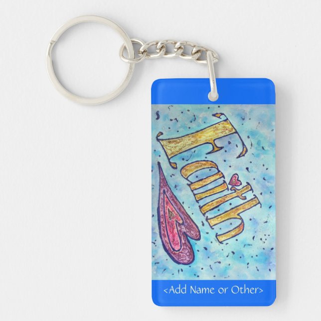 Faith Inspirational Word Art Keychain -Custom Text (Front)