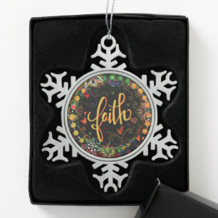 “Faith” Inspirivity Snowflake Pewter Christmas Ornament