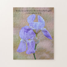 Faith Iris Blue Flower Bible Verse Puzzle