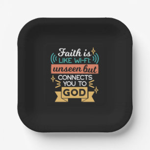 Faith Is Like WiFi Funny Christian Quote Art Paper Plate