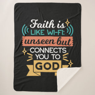 Faith Is Like WiFi Funny Christian Quote Art Sherpa Blanket
