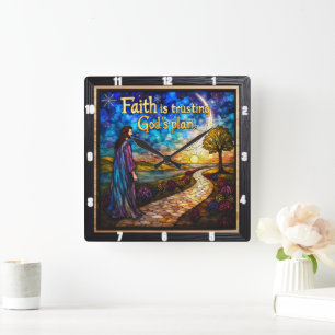Faith is trusting God's plan Square Wall Clock