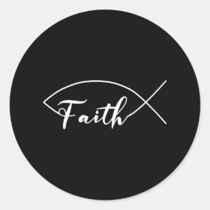 Faith Jesus Ichthus Fish Funny Christian Classic Round Sticker
