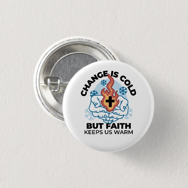 Faith Keeps Us Warm -  Uplifting Winter Artwork 3 Cm Round Badge (Front & Back)