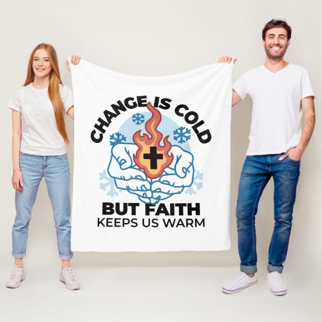 Faith Keeps Us Warm -  Uplifting Winter Artwork Fleece Blanket (In Situ)