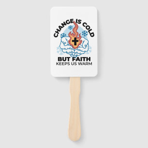 Faith Keeps Us Warm -  Uplifting Winter Artwork Hand Fan