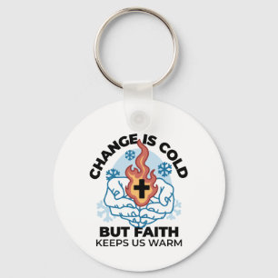 Faith Keeps Us Warm -  Uplifting Winter Artwork Key Ring