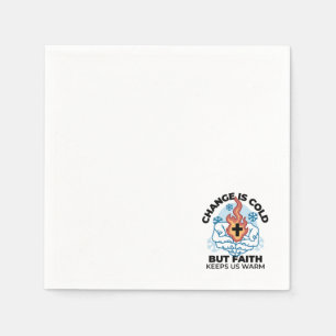 Faith Keeps Us Warm - Uplifting Winter Artwork Napkin