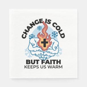 Faith Keeps Us Warm - Uplifting Winter Artwork Napkin