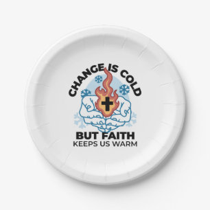 Faith Keeps Us Warm -  Uplifting Winter Artwork Paper Plate