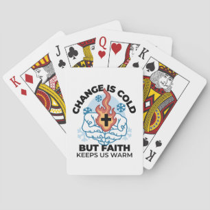 Faith Keeps Us Warm -  Uplifting Winter Artwork Playing Cards
