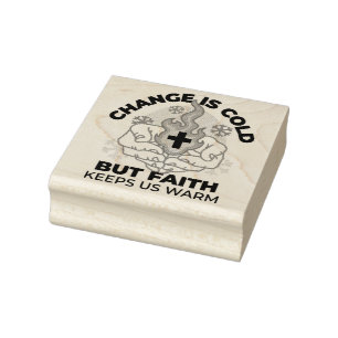 Faith Keeps Us Warm -  Uplifting Winter Artwork Rubber Stamp