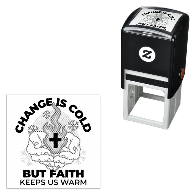 Faith Keeps Us Warm -  Uplifting Winter Artwork Self-inking Stamp (In Situ)