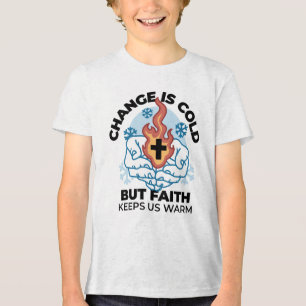 Faith Keeps Us Warm -  Uplifting Winter Artwork Tri-Blend Shirt