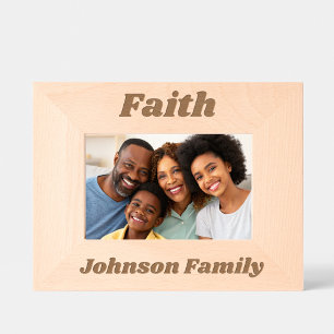 Faith Last Name Simple Cute Modern Family Script  Etched Frames