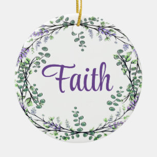 Faith Lavender Eucalyptus purple flowers greenery Ceramic Tree Decoration