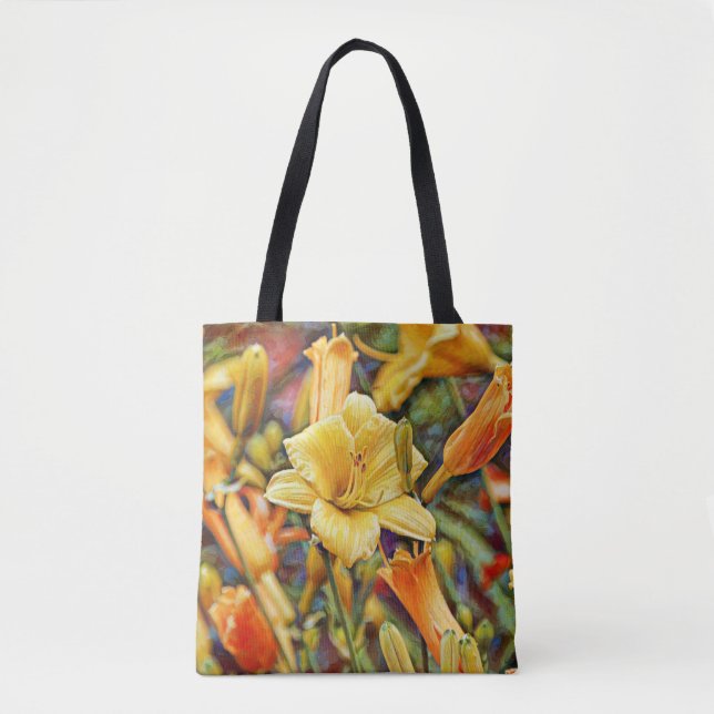 Faith Lily Flower and Bible Verse Tote Bag (Front)