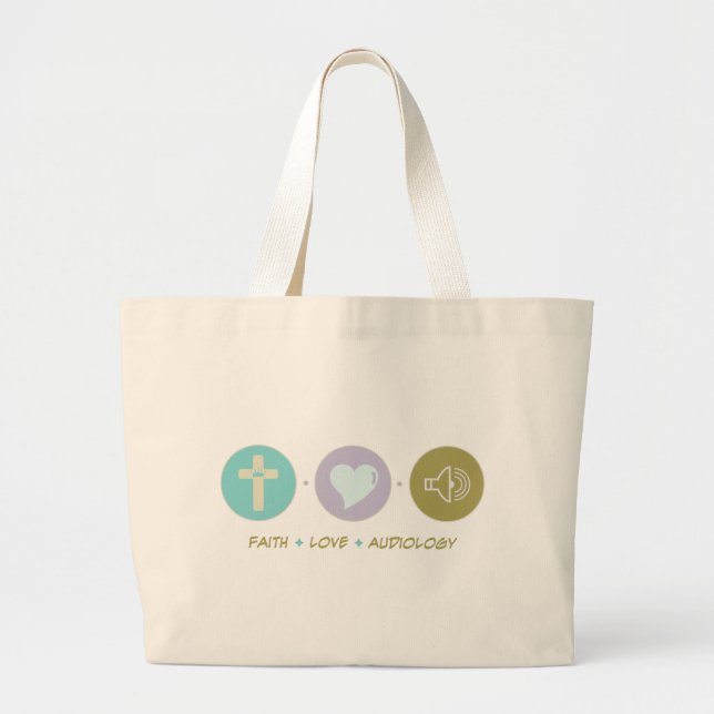 Faith Love Audiology Large Tote Bag (Front)